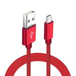 Micro USB Charger Cable, Android Charger Cable Nylon Braided Micro Charging Lead Fast Charge for Samsung Galaxy S7 S6 S5 J6 J5 J3 A6, Huawei Y6 Y7, PS4, Xiaomi, Sony, Xbox- Red (3M)