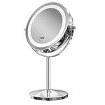 Gospire Lighted Makeup Mirror, 7 Inch Led Vanity Swivel Mirror 1x/10x Magnifying Double Sided Mirror With Stand Battery Operated