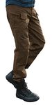 Les umes Mens Outdoor Cargo Work Trousers Cotton Tactical Combat Pants Multi Pocket Camping Hiking Trousers Z-Brown 38/Lable Size 2XL