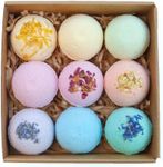 Pangolin House 9 Organic and Natural Bath Bomb Gift Set. Australian Handmade Fizzies for Bubble Bath. Rich in Essential Oil, Shea Butter, Jojoba Oil to Moisturise Dry Skin. Idea for Women.