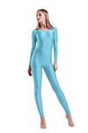 Kepblom Women's Long Sleeve Scoop Neck Unitard Spandex Bodysuit for Dance Gymnastic Costume