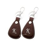 VS Club K Alphabet Initial Letter Leather Metal Keychain For Men Women, Girls, Boys Stylish/Key Ring Hook Key chain Holder For Bikes Car Home For Gift (Combo- Black, Brown)