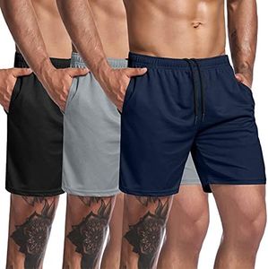 COOFANDY Men's 3 Pack Gym Workout Shorts Mesh Weightlifting Squatting Pants Training Bodybuilding Jogger with Pocket