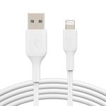 Belkin Lightning Cable (Boost Charge Lightning to USB Cable for iPhone, iPad, AirPods) MFi-Certified iPhone Charging Cable (White, 3m), Model Number: CAA001bt3MWH