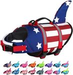 Dogcheer Dog Life Jacket Shark, American Flag Dog Life Vest with Reflective Stripes & Rescue Handle, Adjustable High Buoyancy Dog Swim Vest for Small Medium Large Dogs(USA Flag, XL)