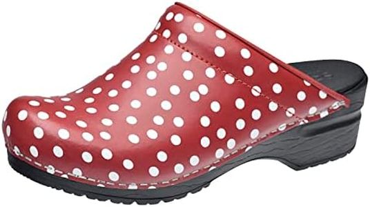 Sanita | Fenja Mule Clog | Original Handmade Flexible Leather Clog for Women | Maximum Stability | Anatomical Shaped Footbed with Soft Foam | Shock Absorbing Heel, Red, 8.5 US