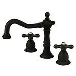 KINGSTON BRASS KS1975AX Heritage Widespread Lavatory Faucet with Metal Cross Handle, Oil Rubbed Bronze, 8"