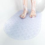 HITSLAM Oval Bath Mat Non Slip, 68x38 CM Bubble Shower Mat for Bathroom, Machine Washable Bathtub Mat Non-Slip with Suction Cups and Drain Holes, Bathroom Accessories, Clear