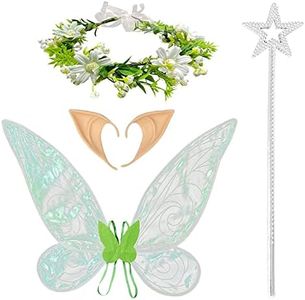 MIVAIUN 4 Pièces Vert Ailes de Fée Ensemble d'ailes de Papillon Ailes de Fée Adulte Ailes de Papillon pour Enfants pour Halloween Fête à Thème Anniversaire Noël pour Enfants Adultes(Vert)