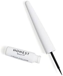 Honest Beauty Longlasting Vegan Liquid Eyeliner | Smudge + Flake Proof, Precise Application | Hypoallergenic, Plant-Derived, EWG Verified + Cruelty Free | Black, 0.58 fl oz