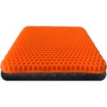 Chair Cushions,Car Seat Cushion,Honeycomb Gel wheelchair Cushion for Driving,Airplane,Travel,Orthopedic,Coccyx,Office,Desk,Pressure Sore,Stadium,Computer Gaming Chair,Tailbone Pain,Sciatica (Orange)