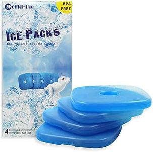 WORLD-BIO Ice Freezer Packs for Lunch Box Cooler, Reusable Cool Refreeze Blocks for Lunch Bags, Keeps Food Cold & Fresh - Great for Kids School Lunch Boxes, Office/Picnic Lunch Set of 4, Blue