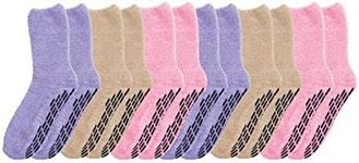 Silverts Unisex 6-Pack Gripper Non Skid Hospital Slipper Socks Pastel One Size One Size, Pastel, One Size