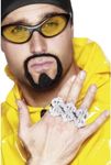 Smiffys 3 in 1 Dollar Rapper Ring, Silver , 1970's Disco Fancy Dress, 1970s Disco Dress Up Jewellery