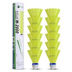 QICHUAN Whizz Nylon Badminton Shuttlecocks Birdies for Recreational Racket Sports Game, Foam Head Yellow 12PC