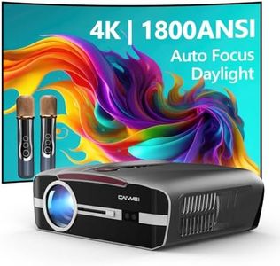 4K Projector Auto Focus HDR WiFi 6, Smart Daylight Projector 4K High Lumen 1800 ANSI LED 1080P Ultra HD Ceiling Home Theater Karaoke Movie Gaming Indoor Outdoor with Bluetooth HDMI USB Ethernet Apps
