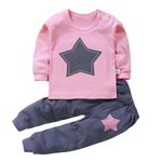 Fommy Baby Clothing Set - Pink Star T-Shirt & Grey Pants for Toddlers |Stylish Baby Dress for Boys & Girls| Comfortable Kids Dress, Baby Outfit for Everyday Wear (Pink Star, 0-6 Months)