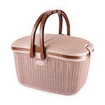 CELLO Plastic Knits Style Shopping Rectangular Basket, Beige, Pack Of 1