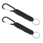 COMNICO 2PCS Carabiner Keychain Small Caribeaner Clip D Ring with Keyring Hook Key Organizer for Men Women Camping Hiking Fishing (Black)