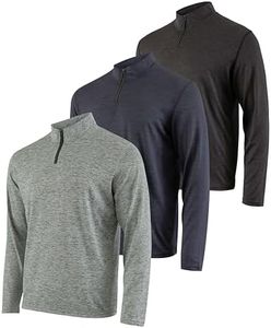 Real Essentials Mens Big and Tall King Size Quarter 1/4 Zip Pullover Long Sleeve Athletic Dry Fit Shirt Gym Running Golf Half Zip Top Workout Sweatshirts Sweater Jacket, Set 5, 5X Tall, Pack of 3
