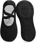 OLORA Ballet Shoes for Girls Toddler No-Tie Split Sole Canvas Dance Slippers Yoga Practice Shoes Gymnastic Shoes for Toddler/Little Kid/Big Kid/Women-Black-12