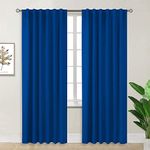 Mahaveer Cotton - Polyester Room Darkeing Blackout Curtain Eyelet with 3 Layers Weaving Technology Thermal Insulated 9 Feet- 4 Piece (Long Door Curtain) Royal Blue