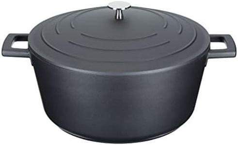 MasterClass Casserole Dish with Lid, Large 5L/28 cm, Lightweight Cast Aluminium, Induction Hob and Oven Safe, Black