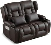 SAMERY 54.2" RV Loveseat Recliner Sofa, Manual Recliner Loveseat RV Sofa Home Theater Seating with Arm, Cup Holders and Side Pocket for Living Room/Office/Apartment