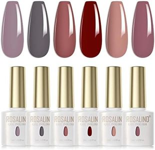 ROSALIND Esmaltes Semipermanentes Gris Rojo 6 Colores Kit Pintauñas Semipermanentes Uñas de Gel UV LED Esmaltes en Gel Nail Polish Esmalte Uñas Colores de Otoño e Invierno