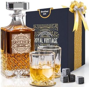 Royal Vintage Gifts for Brother | Personalized Brother Gifts from Sister, Brothers | Unique Whiskey Decanter Set with 2 Glasses | Happy Birthday Gift Ideas for Brother | Best Brother Present