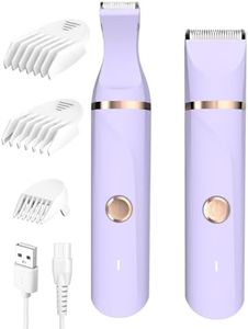 Bikini Trimmer for Women,Painless Electric Razor for Pubic Hair,Rechargeable Body Hair Trimmer,Electric Shaver Removal with Snap-in Ceramic Blades IP7X Washable Head,Wet and Dry Use, Light Purple