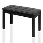 LIWSHWZ Duet Piano Bench with High Density Padded Cushion and Music Storage Wooden Keyboard Bench Vanity Stool, L29.52'' (Black)