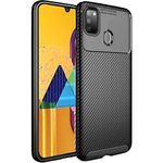 TheGiftKart Rugged Carbon Fibre TPU Armor Back Cover Case for Samsung Galaxy M21 / M21 2021 Edition / M30s (Black)