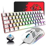 60% Wired Mechanical Gaming Keyboard and Mouse Combo, Ultra-Compact Mini 62 Keys Type C Chroma 20 RGB Backlit Effects,RGB Backlit 6400 DPI Lightweight Gaming Mouse with Honeycomb Shell for PC/Mac