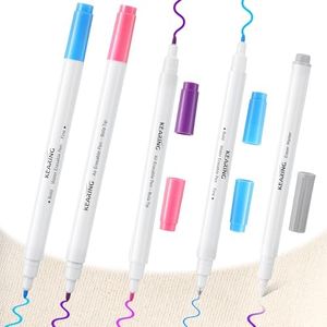Avenuebool Fabric Markers for Sewing, 5 Count Pack, Includes 2 Water Soluble Fabric Marker 2 Air Erasable Pens 1 Eraser Marker, Disappearing Ink Pen, Sewing Quilting Embroidery Supplies