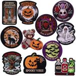 11 Pieces Halloween Iron On Patches - 3" Embroidered Holiday Appliques Set