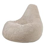 icon Dalton Cord Recliner Bean Bag Chair, Stone, Large Lounge Chair Gaming Bean Bags for Adult with Filling Included, Jumbo Cord Adults Beanbag, Boho Decor Living Room Furniture