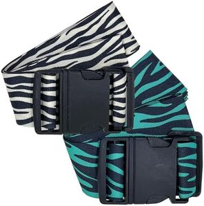 MIJOMA - Set of 2 Luggage Straps, Adjustable, high-Quality and Stylish Suitcase Strap in Animal Design. Easy to Identify, fits Any Luggage Size, Ideal for Frequent Travellers (Zebra)