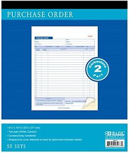 BAZIC Products Purchase Order Book, 30 Sets 8 3/8" x 10 11/16" 2-Part Carbonless, White & Bound Wraparound Cover (50 Sets/Pack), 12-Packs