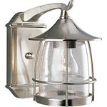 Progress Lighting P5763-09 1 Light Wall Lantern with Wire Frames and Clear Seeded Glass, Brushed Nickel