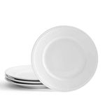 Everyday White Beaded 10.5 Inch Dinner Plates, Service for 4