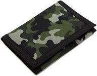 AI-DEE RFID Trifold Canvas Outdoor Sports Wallet for Kids - Front Pocket Wallet with Magic Sticker, camouflage, Small, Novelty