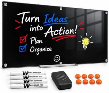 Magnetic Glass Dry Erase Board, 96 x 48 in, Obsidian Black