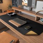 DAWNTREES Dual Sided Desk Mat,Leather Desk Pad,Black Cork Desk Mat Protector,with PU Leather Valet Tray Organizer,Large Mouse Pad,Desk Writing Pad for Office and Home(31.5"x15.8")