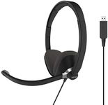 Koss CS300-USB Double-Sided On-Ear Communication Headset, Noise Cancelling Electret Microphone, Flexible Microphone Arm, Wired with USB Plug, Black