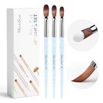 MelodySusie 3Pcs Acrylic Nail Brush Set, Size 8/10/14 Professional Nail Brushes for Acrylic Powder Nail Art Extension and 3D Nail Carving for DIY Home Salon Nail Art Manicure Tool (Blue)