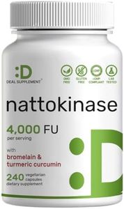 Nattokinase 4,000 FU Per Serving, 240 Veggie Capsules – Bromelain, Turmeric Curcumin, with Black Pepper Complex – Heart Health & Digestive Enzymes Supplement – Non-GMO, Vegan