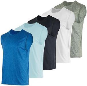 Real Essentials Men's Dry Fit Jersey Sleeveless Tank Top Muscle Yoga Active Men Basketball Beach Gym Workout Running Fitness Athletic Gym Bodybuilding Undershirt Tee T-Shirt, Set 12, 3XL, Pack of 5