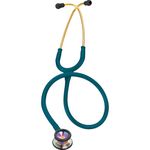 3M Littmann Classic II Pediatric Stethoscope, 2153, Stainless Steel Rainbow-Finish Chestpiece, 71 cm (28") Caribbean Blue Tube, Brass Stem, and Headset