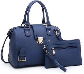Dasein Women Barrel Handbags Fashion Satchel Bags Top Handle Shoulder Purses Vegan Leather Work Tote (Buffalo Blue)